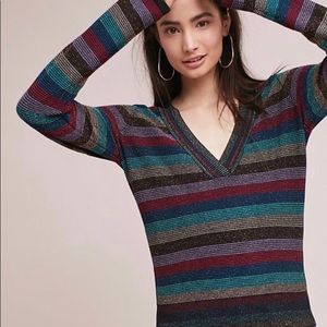 Moth by Anthropologie metallic v neck sweater